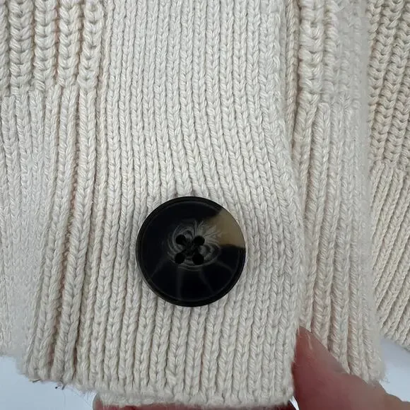 Everlane Boxy Cardigan Organic Everyday Cotton Medium Canvas White Sweater VNeck - Picture 4 of 8